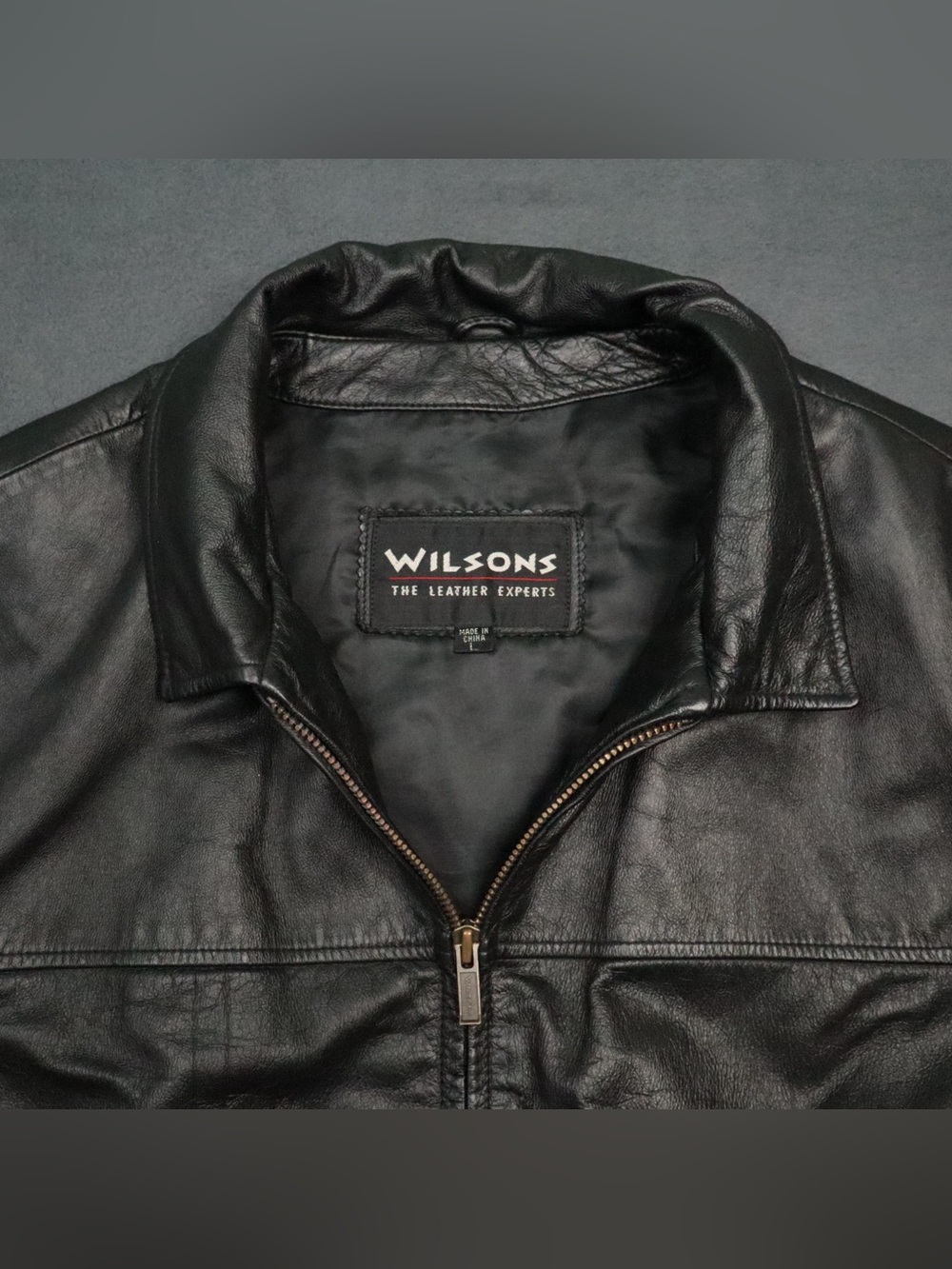 Wilsons Leather Jacket Mens L Black Genuine Leather Full Zip Bomber Coat - Picture 5 of 10